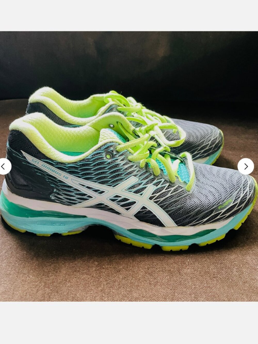 Asics Gel Nimbus 18 Running Women's T650N 9 US 40.5 EUR Grey Turquoise Lime